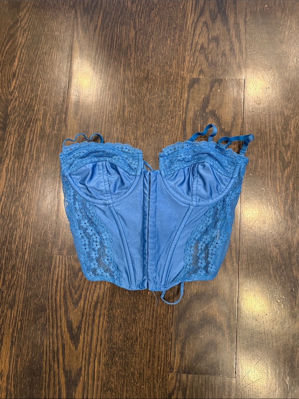 Edikted Blue Lace Bustier Crop Top